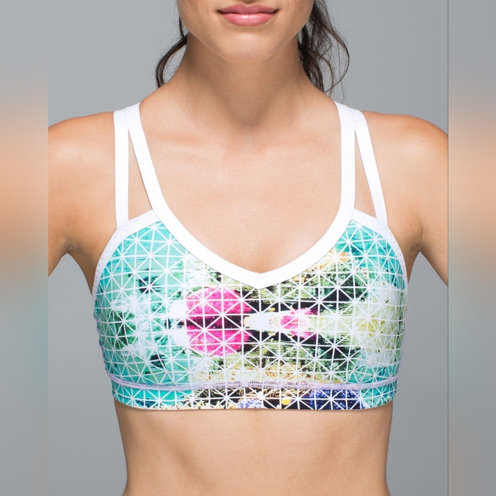 Lululemon Water Bound Bra Paradise Grid Multi / White Sport Size 8